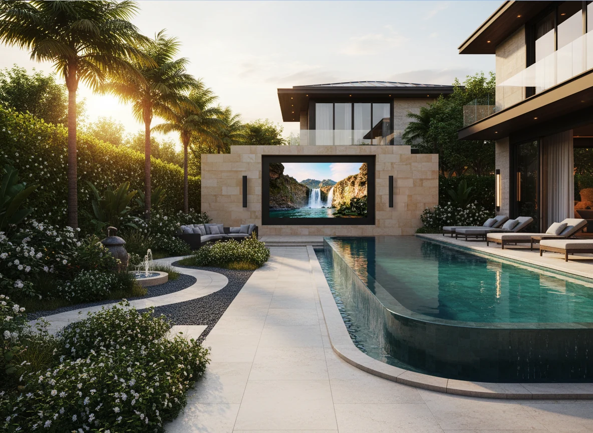 Magna Magnarray speakers in an outdoor screen and pool installation