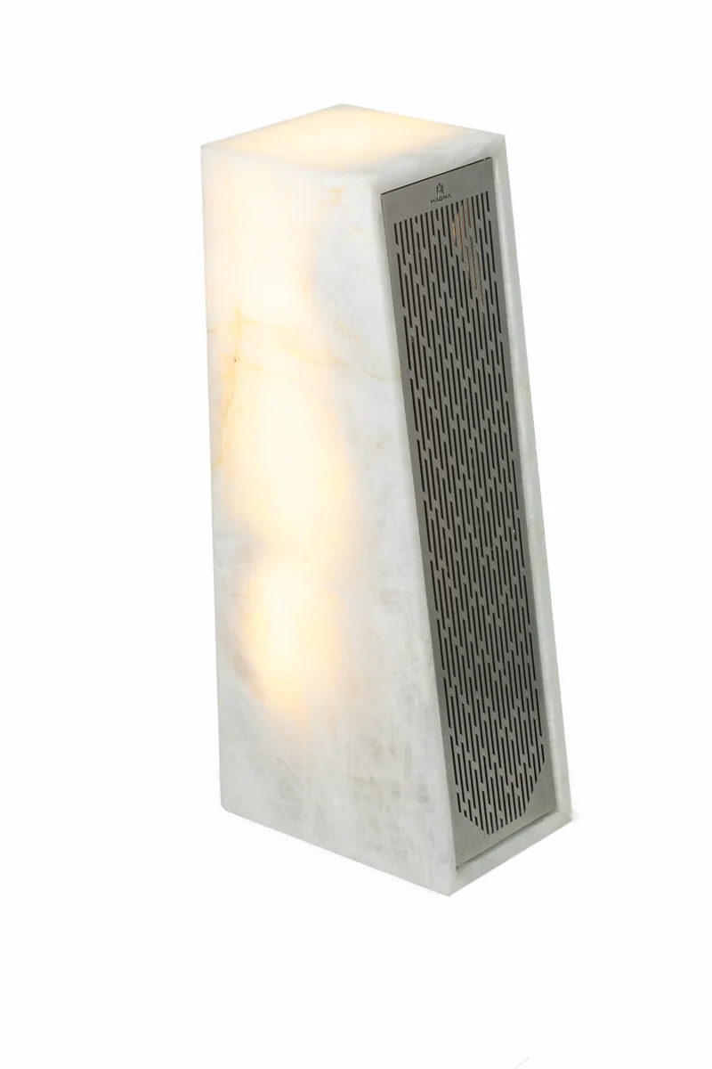 Magna Rock F66 speaker with optional lighting in a translucent stone finish
